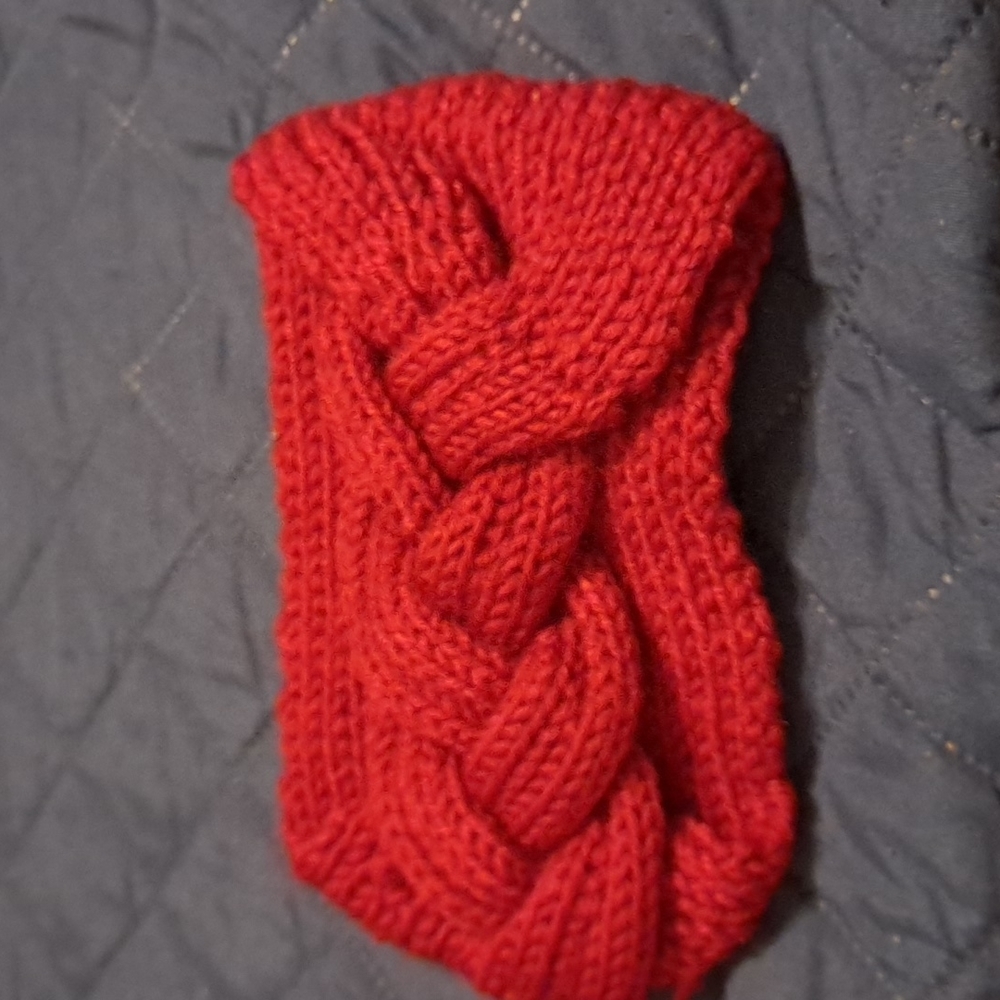 Beautiful Red Knit Braid Head Wrap